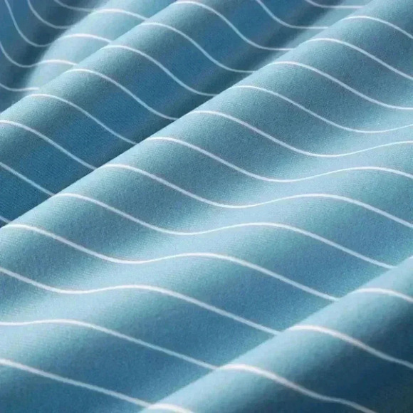 Blue Mens Striped Zip Up Polo - Picture 6 of 7